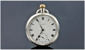 Open Faced Omega Pocketwatch, White Enamelled Dial With Roman Numerals And Subsidiary Seconds
