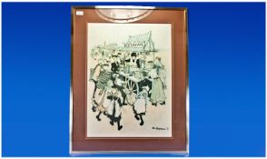 Margaret Chapman Pencil Signed Print, `75. with blind stamp to margins, `The Ice Cream Stall`