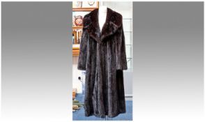 Black Ranch Mink Full Length Coat, luxurious and glossy, A-line with swing back, self lined