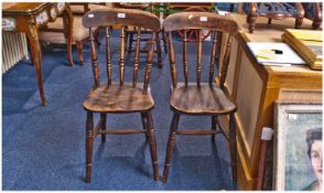 Pair Of Mid 20thC Beech Wood Kitchen Chairs