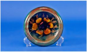 Moorcroft Small Inverior Lidded Bowl. Unusual colour way. Circa 1940`s. Label to base reads `