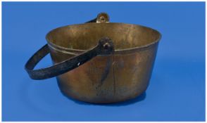 Victorian Brass Jam Pan with swing iron handle.