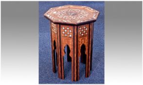 Small Anglo Indian Table, Of Octagonal Form Inlaid With Mother Of Pearl. Height 20 Inches