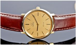 Omega De Ville Gold Plated Gents Wrist Watch, Manual Wind. Fitted on Tan Leather Strap. Excellent