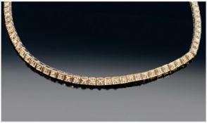 Ladies 9ct Gold Diamond Set Line Bracelet, Set Within Over 50 Small Diamonds. Est Weight 50 pts.
