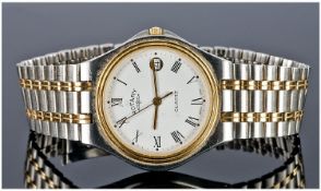 Rotary Gents Quarts Steel And Gold Dress Watch With Gold Bezel.