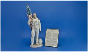 Lladro Signed Limited Edition Figure, `The Apollo Landing`. Signed by the astronaut to base. Model