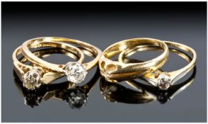18ct Gold Single Stone Diamond Rings, 4 In Total. All marked 18ct. Various sizes. Estimated diamond