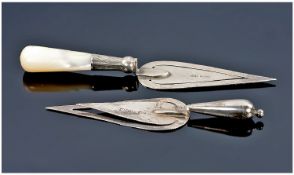 Edwardian - Trowel Shaped Silver Bookmark. Hallmark Birmingham 1912, 3.25 Inches Long + a Silver
