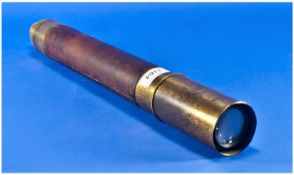 A Late 19th Century Large 2 Section Brass and Leather Clad Telescope. Extended 38 inches length,