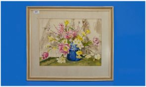 Phyllis Herbert Stillife - Flowers titled ``Spring Posy`` Watercolour. Signed. 12 by 15.5 inches,