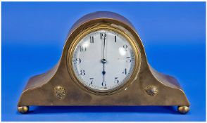 Edwardian Copper Cased Mantel Clock. 8 day movement, Napoleon hat shaped. 9.5 inches wide, 5.5