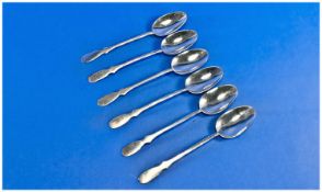 A Set of Six Hand Crafted Long Handled Silver Spoons. Hallmarked For London 1984 by G.O. 4 ozs.