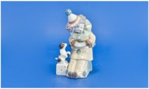 Lladro Clown figure `Pierrot With Concertina`. Model number 5279. Issued 1985. Height 5.5 inches.