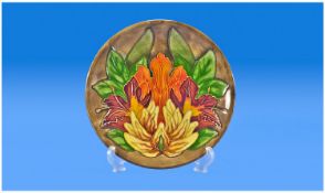 Walter Moorcroft Large Pin Dish, Stylized floral design. Date 1997. 6.25`` in diameter. 1st quality