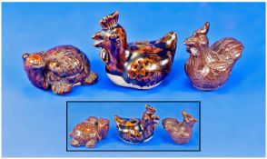 Three ``Sukhothai`` Brown Glazed Pottery Animal Figures of fine quality. One depicting a turtle