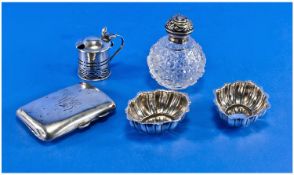 A Collection Of Small Silver Items 5 items in total. Comprises 1. A small cigarette case, 64.