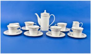 Wedgwood 15 Piece Coffee Set, Metropolis Pattern. Boxed. Comprises 1 coffee pot, 6 cups and