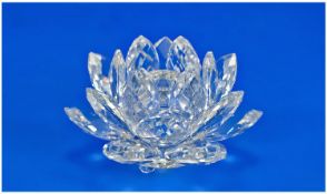 Swarovski Crystal Medium Candle Holder. Designer Max Schreck, `Water Lilly`. Number 01247545 7600