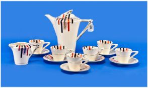 Soho Pottery - Cobridge Solian Ware Art Deco Conical Shaped 14 Piece Tea Service in the ``Melody``