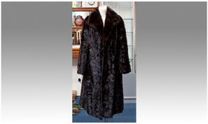 Dark Chestnut Brown Mink Full Length Coat, the glossy skins fashioned to form a subtle chevron