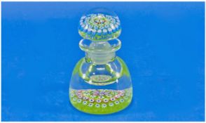 John Deacons Concentric Millefiori Perfume Bottle/Paperweight. Label to base. 4.25 inches high.
