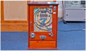 Nostalgic Machines Ltd, Allwin ``Lucky 7`` 2p Slot Machine/Coin Flick Game. Housed In a Wooden