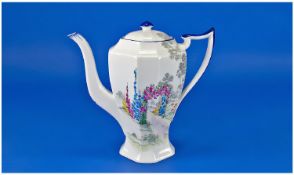 Shelley Art Deco Teapot. c.1930`s ` Archway of Roses ` Pattern No.11606. Backstamp 1925-40. Queen