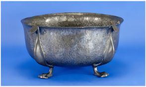 William Hutton & Sons Hammered Pewter Bowl, Large Arts And Crafts Pewter Bowl With All Over