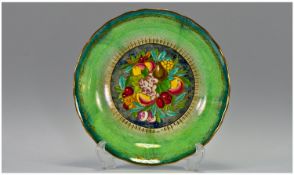 Mintons Fine Lustre `Fruits` Bowl With Gilt Borders. Circa 1900. 2.25`` in height, 10.25`` in