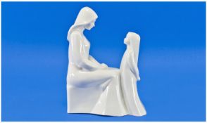 Royal Doulton Figure, Style One Mother And Daughter (White). HN 2841. Designer E.J. Griffiths.