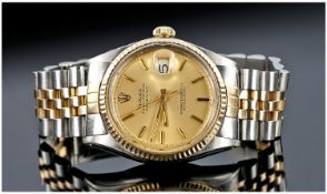 Rolex Oyster Perpetual 18ct Gold and Stainless Steel Gents Wrist Watch. Automatic - date - just