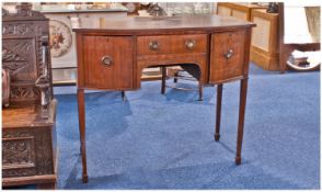 Early 19thC Mahogany Bow-Fronted Sideboard. Central Frieze Between Two Deep Drawers, Supported On