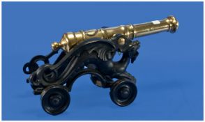 Novelty Brass Cannon. Approx 18 by 8 Inches.