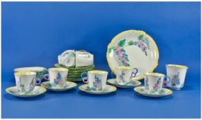 Art Deco Part Tea Set By C W S Windsor China, 34 Pieces Comprising Cups, Saucers And Side Plates.