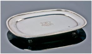 George III, Early 19th Century Old Sheffield Plated Armorial Card Tray with beaded borders. 5.5 by