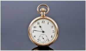 Open Faced Pocket Watch, White Enamelled dial With Arabic Numerals And Subsidiary Seconds, Top