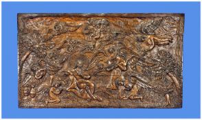 Large Early 17th/18th Century Carved Oak Panel. Flemish or German period. Depicting a Biblical