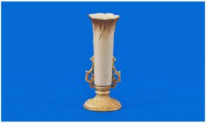 Royal Worcester Two Handle Blush Ivory Tulips Small Vase. Date 1892. Registration number 180739.