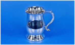 Very Elegant Mid 1970`s Silver Tankard In 17th Century Style with flat thumb grip, bird`s head