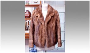 Dark Golden Blonde Mink Short Jacket, self lined collar with revers, slit pockets, straight sleeves