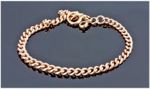 Edwardian 9ct Gold Rose Gold Curb Bracelet. All links marked 9.375, 8 inches in length, 12.8 grams.