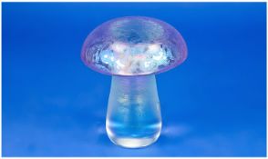 John Ditchfield Glassform Toadstool Paperweight. 4.25 inches high. Glassform label to base.