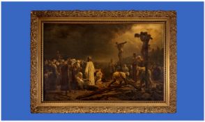 A 19th Century Large Oilagraph On Canvas. By the German artist Herman Clementz. `Jesus Christ