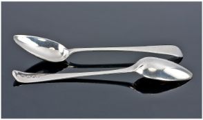 York Silver. A Rare And Unusual Pair Of Silver Spoons by Prince and Cattles. Hallmarked for York