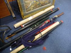 Collection of Fishing Rods, mostly cased and in original tubes, of various sizes, with fishing