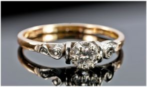 Ladies 18ct Gold Single Stone Diamond Ring. Fully hallmarked. Estimated 20 points. Good colour.