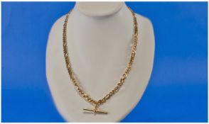 A 9ct Gold Double Albert Chain and Bar. Fully hallmarked. 23 inches in length. 37-00 grams.