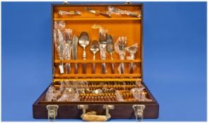 Thai Par ( 142 ) Piece Wood and Gilt Canteen Cutlery Set In Original Wooden Case.