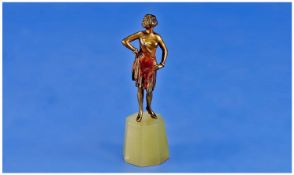 Art Deco Miniature Figure of a Dancer, indistinctly signed, but in the manner of Lorenzl,